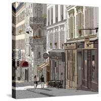 Vector Illustration of a Street in Montmartre Paris-isaxar-Stretched Canvas