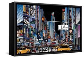 Vector Illustration of a Street in New York City at Night-isaxar-Framed Stretched Canvas