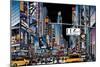 Vector Illustration of a Street in New York City at Night-isaxar-Mounted Art Print