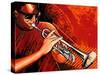 Vector Illustration of a Trumpet Player-isaxar-Stretched Canvas