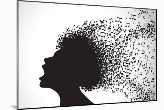 Vector Illustration of Abstract. Man Face Silhouette in Profile with Musical Hair-VLADGRIN-Mounted Art Print