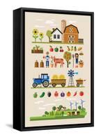 Vector Illustration of Agriculture and Farming Icons-bioraven-Framed Stretched Canvas