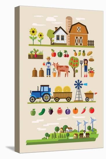 Vector Illustration of Agriculture and Farming Icons-bioraven-Stretched Canvas