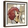 Vector Illustration of an Afro American Jazz Singer on Grunge Background-isaxar-Framed Art Print