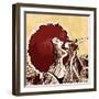 Vector Illustration of an Afro American Jazz Singer on Grunge Background-isaxar-Framed Art Print