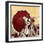 Vector Illustration of an Afro American Jazz Singer on Grunge Background-isaxar-Framed Art Print