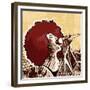 Vector Illustration of an Afro American Jazz Singer on Grunge Background-isaxar-Framed Premium Giclee Print