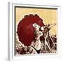 Vector Illustration of an Afro American Jazz Singer on Grunge Background-isaxar-Framed Premium Giclee Print