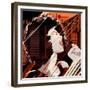 Vector Illustration of an Afro American Jazz Singer on Grunge Background-isaxar-Framed Premium Giclee Print