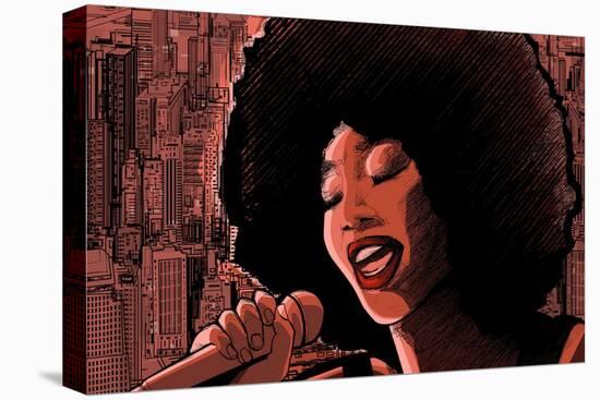 Vector Illustration of an Afro American Jazz Singer-isaxar-Stretched Canvas