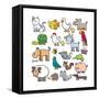 Vector Illustration of Cartoon Animals-Sarawut Padungkwan-Framed Stretched Canvas