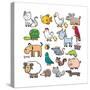 Vector Illustration of Cartoon Animals-Sarawut Padungkwan-Stretched Canvas