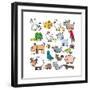 Vector Illustration of Cartoon Animals-Sarawut Padungkwan-Framed Art Print