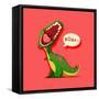 Vector Illustration of Dinosaur is Roaring-maxicam-Framed Stretched Canvas