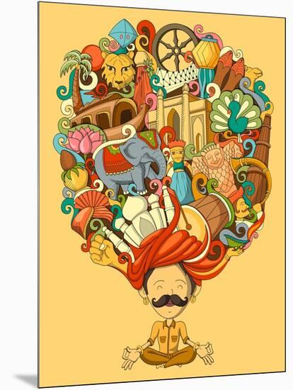 Vector Illustration of Dream and Thought of Indian Man-stockshoppe-Mounted Art Print