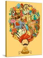 Vector Illustration of Dream and Thought of Indian Man-stockshoppe-Stretched Canvas