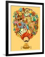 Vector Illustration of Dream and Thought of Indian Man-stockshoppe-Framed Art Print