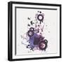 Vector Illustration of Electric Guitar with Watercolor Splash, Birds, Circles and Stars-Eireen Z-Framed Art Print