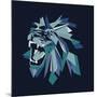 Vector Illustration of Geometric Lion Head on Dark Background.-bbgreg-Mounted Art Print