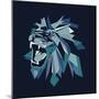 Vector Illustration of Geometric Lion Head on Dark Background.-bbgreg-Mounted Premium Giclee Print