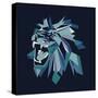 Vector Illustration of Geometric Lion Head on Dark Background.-bbgreg-Stretched Canvas