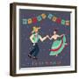 Vector Illustration of Happy Dancing Couple, Celebrating Cinco De Mayo. Feliz Cinco De Mayo Text Is-los_ojos_pardos-Framed Art Print