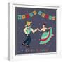 Vector Illustration of Happy Dancing Couple, Celebrating Cinco De Mayo. Feliz Cinco De Mayo Text Is-los_ojos_pardos-Framed Art Print