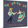 Vector Illustration of Happy Dancing Couple, Celebrating Cinco De Mayo. Feliz Cinco De Mayo Text Is-los_ojos_pardos-Mounted Art Print
