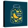 Vector Illustration of Jar with Sleepi?G Smiling Moon in the Nightcap, Butterflies, Stars. Cute Chi-Beskova Ekaterina-Stretched Canvas