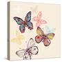 Vector Illustration of Multicolored Flying Butterflies-Anna Paff-Stretched Canvas