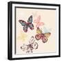 Vector Illustration of Multicolored Flying Butterflies-Anna Paff-Framed Art Print