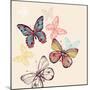 Vector Illustration of Multicolored Flying Butterflies-Anna Paff-Mounted Art Print