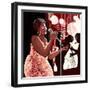 Vector Illustration of Singer on Grunge Background-isaxar-Framed Art Print