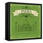 Vector Illustration of Taj Mahal of India for Retro Travel Poster-stockshoppe-Framed Stretched Canvas