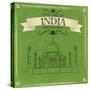 Vector Illustration of Taj Mahal of India for Retro Travel Poster-stockshoppe-Stretched Canvas