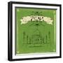 Vector Illustration of Taj Mahal of India for Retro Travel Poster-stockshoppe-Framed Art Print