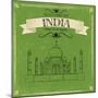 Vector Illustration of Taj Mahal of India for Retro Travel Poster-stockshoppe-Mounted Art Print