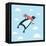 Vector Illustration of the Flying Penguin Wering in the Red Scarf in the Sky-cosmaa-Framed Stretched Canvas