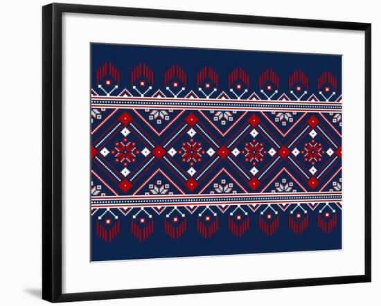 Vector Illustration of Ukrainian Folk Seamless Pattern Ornament. Ethnic Ornament-GarryKillian-Framed Art Print
