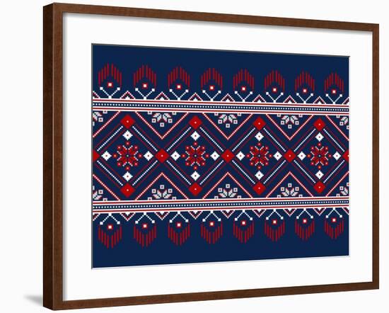 Vector Illustration of Ukrainian Folk Seamless Pattern Ornament. Ethnic Ornament-GarryKillian-Framed Art Print