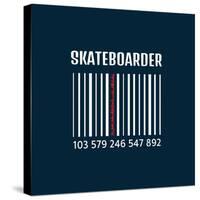 Vector Illustration on the Theme of Skateboard and Skateboarding. Bar Code. Typography, T-Shirt Gra-Serge Geras-Stretched Canvas