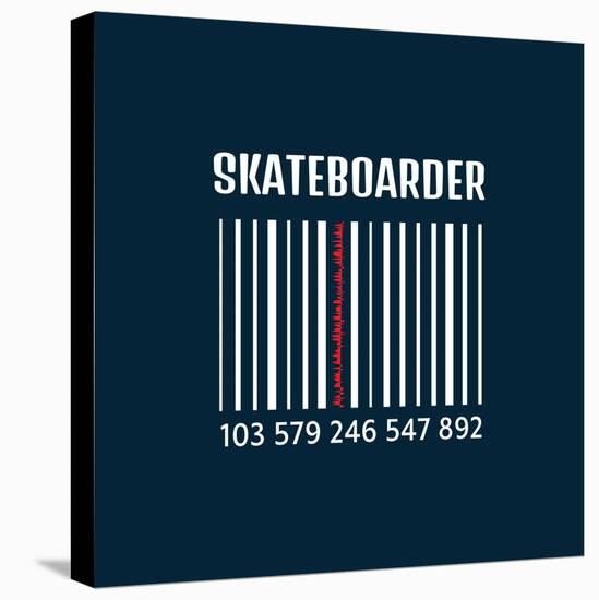 Vector Illustration on the Theme of Skateboard and Skateboarding. Bar Code. Typography, T-Shirt Gra-Serge Geras-Stretched Canvas