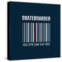 Vector Illustration on the Theme of Skateboard and Skateboarding. Bar Code. Typography, T-Shirt Gra-Serge Geras-Stretched Canvas