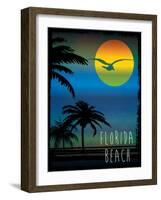 Vector Illustration on the Theme of Surf and Surf Club Florida Grunge Background. Vintage Design. T-tshirtdesign-Framed Art Print