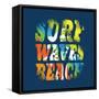 Vector Illustration on the Theme of Surf and Surfing. Grunge Background. Typography, T-Shirt Graphi-Serge Geras-Framed Stretched Canvas