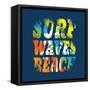 Vector Illustration on the Theme of Surf and Surfing. Grunge Background. Typography, T-Shirt Graphi-Serge Geras-Framed Stretched Canvas