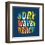 Vector Illustration on the Theme of Surf and Surfing. Grunge Background. Typography, T-Shirt Graphi-Serge Geras-Framed Art Print
