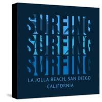 Vector Illustration on the Theme of Surf and Surfing in California, San Diego, La Jolla Beach. Typo-Serge Geras-Stretched Canvas