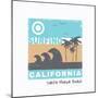 Vector Illustration on the Theme of Surf and Surfing in California, Santa Monica Beach. Grunge Back-Serge Geras-Mounted Art Print