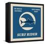 Vector Illustration on the Theme of Surf and Surfing in Santa Monica Beach, California. Surf Rider.-Serge Geras-Framed Stretched Canvas